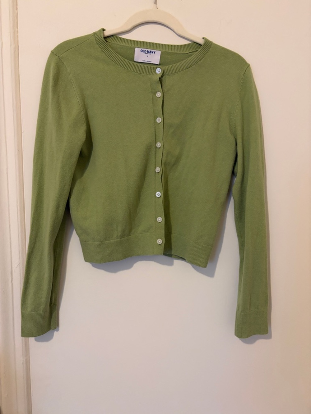 Old Navy Pistachio/Lime Green Button-Up Cropped Cardigan Size Small